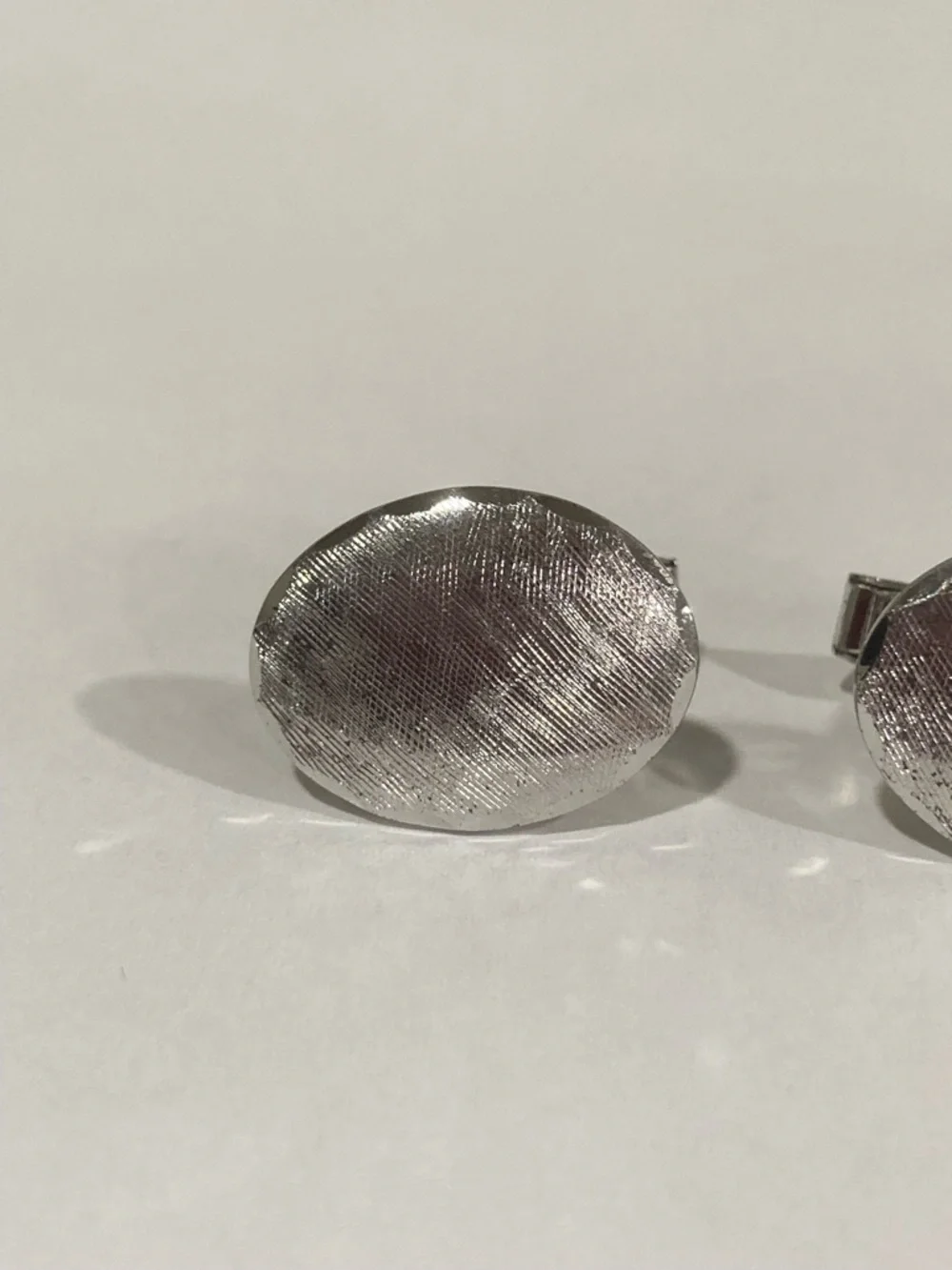 Sterling Silver Oval Textured Cuff Links Sterling T2 Vintage 10 Grams - Picture 7 of 14